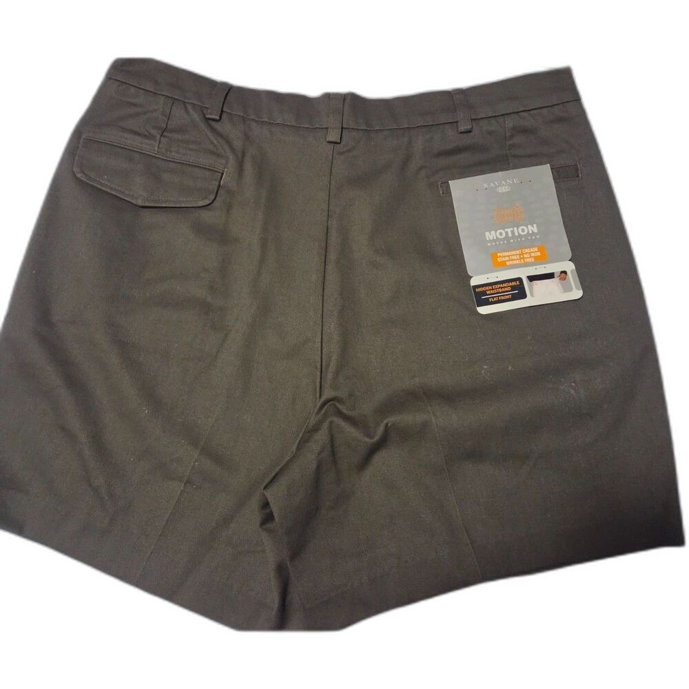 SAVANE: Timber Green Flat Front Zip Up Dress Shorts, Men's 38 W 32 L (NWT)